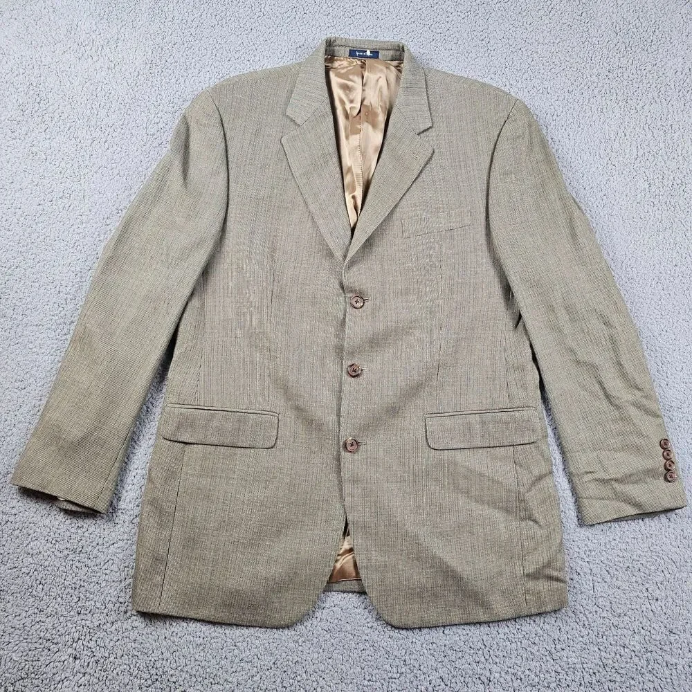 Ralph Ralph Lauren Blazer Jacket Mens 42L Tan Silk Wool Blend Sport Coat